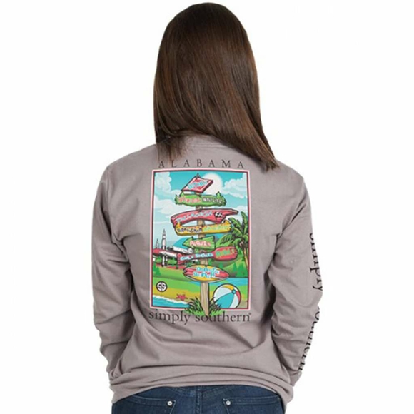 Simply Southern Long Sleeve Alabama State Graphic Tee New Size M - Picture 5 of 5
